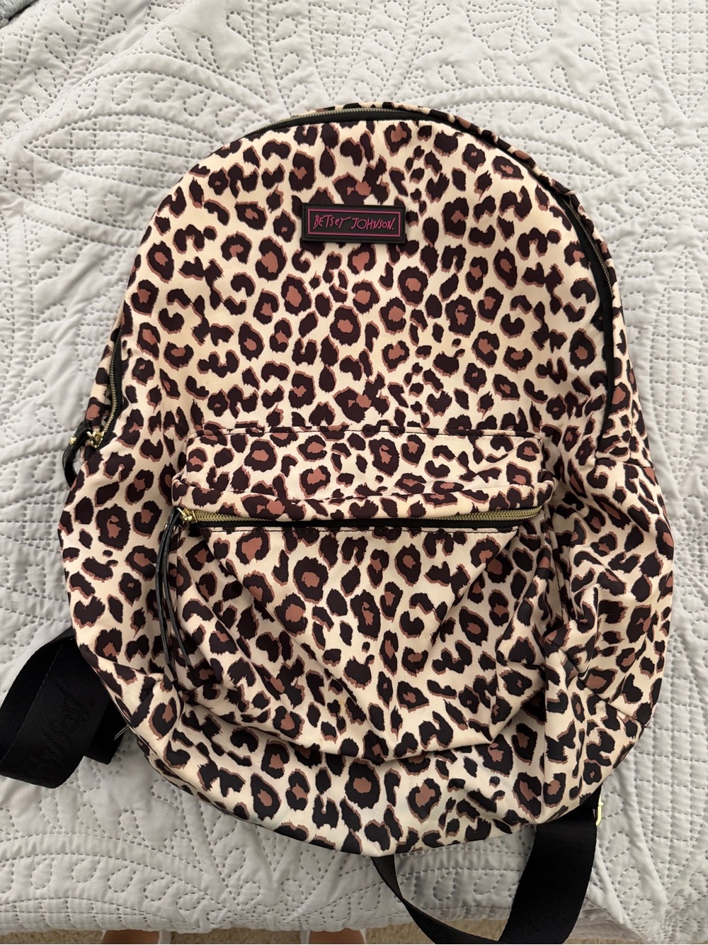 Betsey Johnson Leopard Print Backpack - Cream and Brown